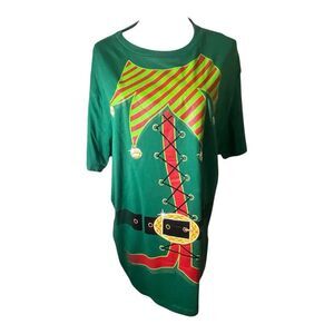 Christmas Green Graphic Novelty Tee Shirt Size XL NWOT